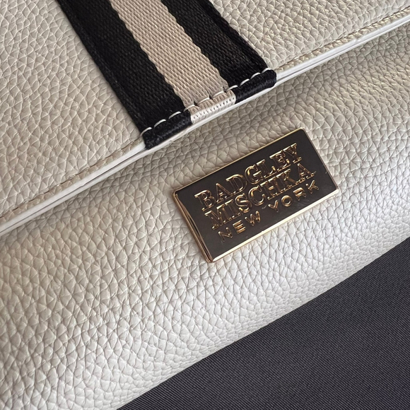 Badgley Mischka "The Bailey" Crossbody Bag Preppy Varsity Stripe Vegan Leather - Picture 6 of 11